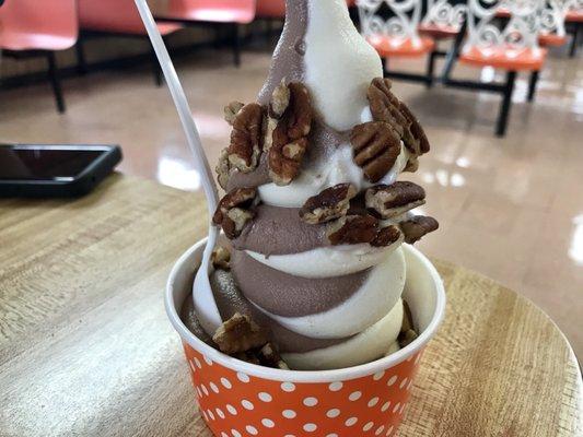 Soft serve twist with pecans