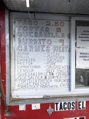 Menu as of Cinco de Mayo 2021