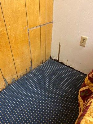 Floor next to bed.