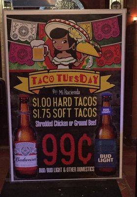 The tacos aren't that inexpensive, but the beer sure is!