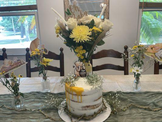 I loved it . Cake was perfect. I just added the baby breath flowers and Winnie the Pooh topper.