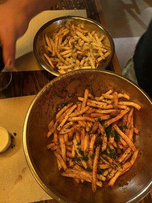 BBQ Ranch Fries & regular fries- we asked for no garnishments... but they put it on there anyway.