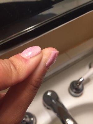 At least one side of my nail, (or both sides), on every nail has a gap between the polish and my skin. Very disappointed.