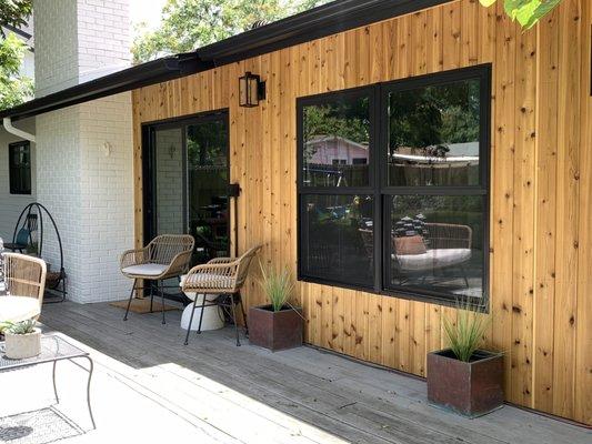 Accent wall siding installation.