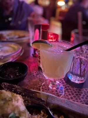 Frozen margarita is fresh and holds up well throughout dinner