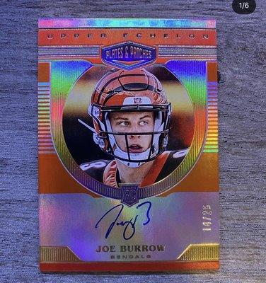 Joe Burrow orange rookie card auto /25 hit from a box of Panini Plates & Patches at Teammates!