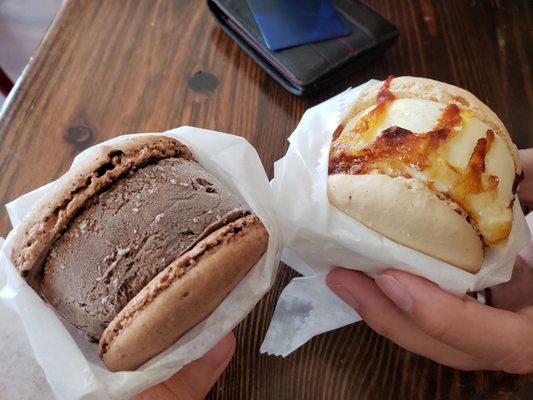 Ice cream macarons - Chocolate Vietnamese Coffee and Creme Brulee