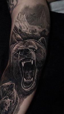 Bear tattoo! Animal tattoos are one of my favourites to represent what makes us human