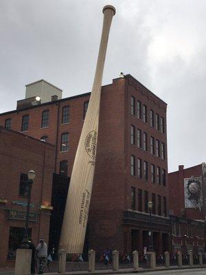 The world's largest bat. It's a replica of Babe Ruth's bat!