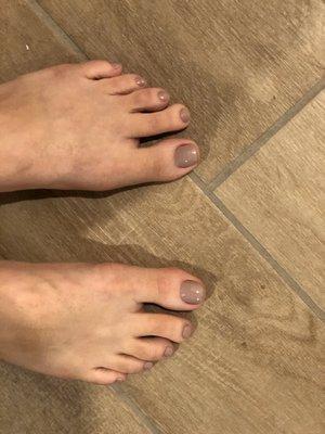 Finished pedicure with toxin free nail polish