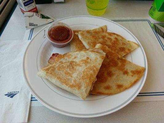 Lunch was a quesadilla because they were out of the sliders.