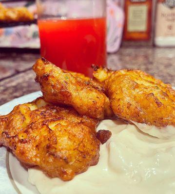 Barbadian cod fritters, peppercorn aioli, and rum punch!