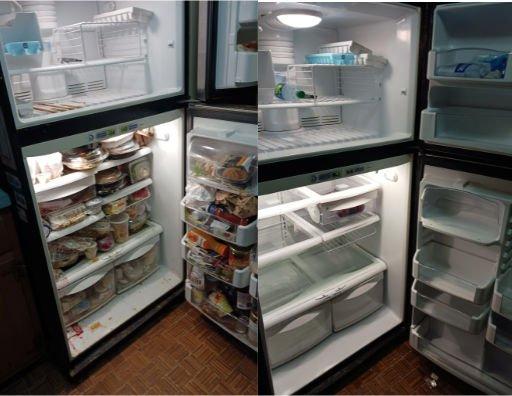 Before and After of a dirty Fridge.