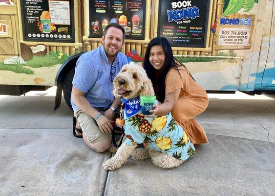 For our dog Maui's Tiki Party, we had to get shaved ice! We had the truck for an hour! It was so much fun!