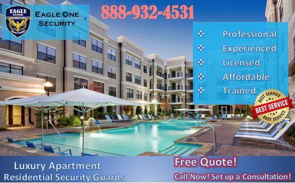 Luxury Apartment Residential Security Guards - Eagle One Security - 888-932-4531