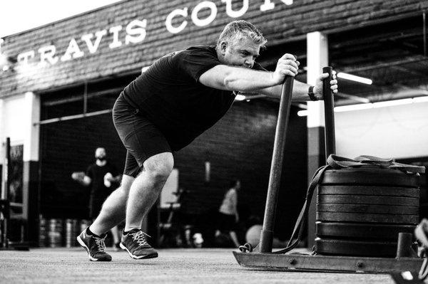 A heavy sled push offers amazing ROI and require zero experience. A beautiful movement.