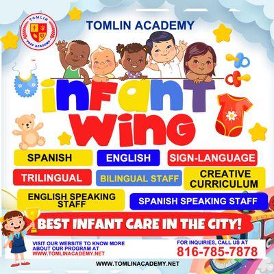 Tomlin Prep Academy is still accepting enrollments for infants. For inquiries, please call us at 816-785-7878.