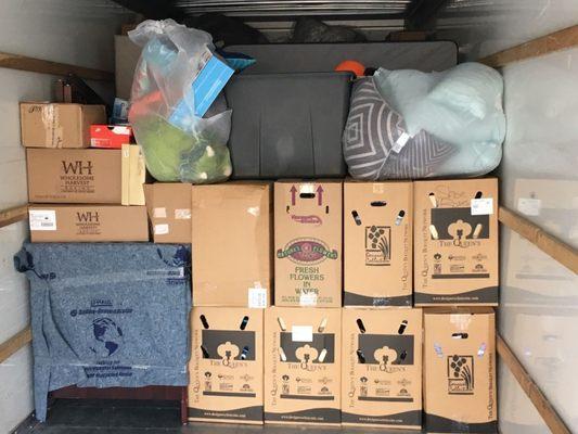 Boxes and furniture packed in our truck