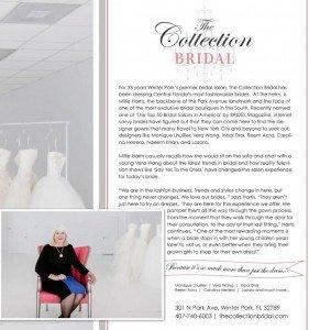 Millie Harris and The Collection Bridal featured in -Central Florida Celebrations & Events magazine 2016