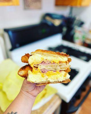 Ham and Cheese Croissant with egg -  giant portions and yummy!