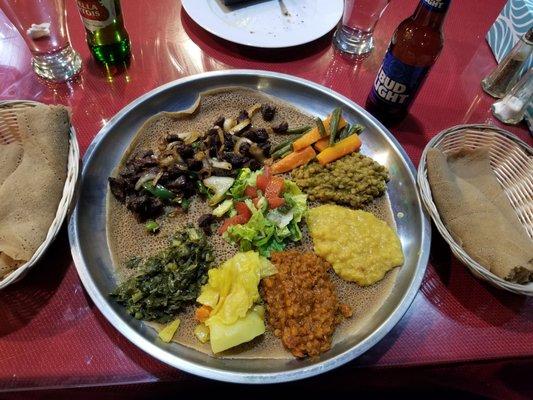 Veggie combo & special tibs beef.