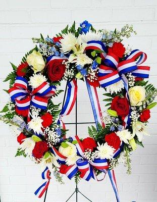 Red, White and Blue Funeral Wreath