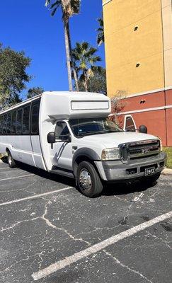 Mini bus awaiting for passengers at Hotel