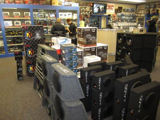 JL Audio Boxes and Subs, Kenwood Amps and Radios, Memphis Boxes, Kicker Amps