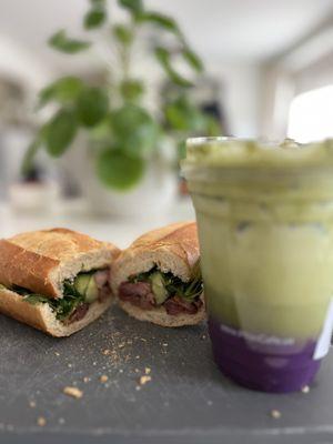 Ube matcha and grilled pork banh mi