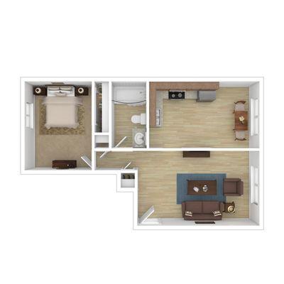 1 Bedroom 1 Bathroom Floor Plan