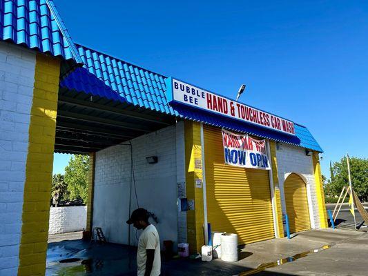 Hand wash bay and a hard worker