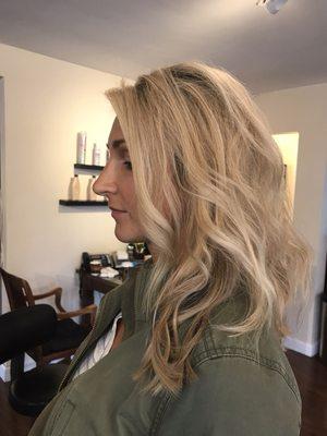 Haircut simple/easy long layers and baby blonde highlights