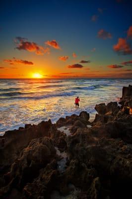 Treasure Coast Beach fishing at sunrise