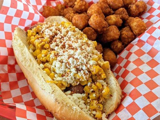 Elote Dog with Tots | Instagram: @telephonesmoothie