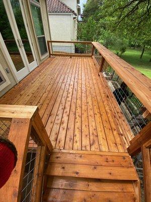 All smooth cedar deck with oil stain