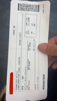 Evidence of boarding pass