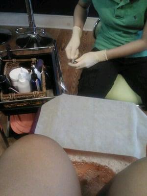 At the pedi station!