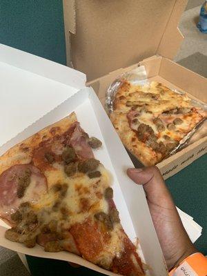 Meat lovers & chicken pizza