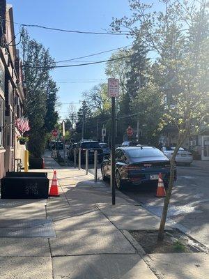 Owner of cleaners parked in the same loading zone he yelled at me for parking in for 45 minutes. He often parks there for hours on end.