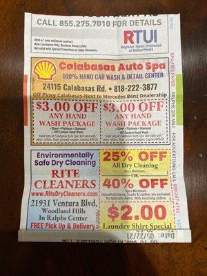 Coupon from Ralph's receipt dated 05/22/21