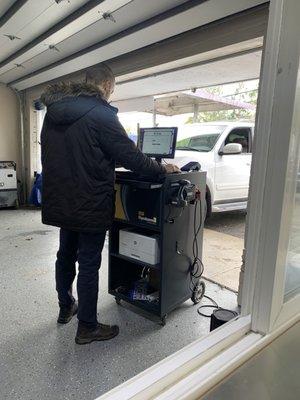 George performing smog test on my vehicle