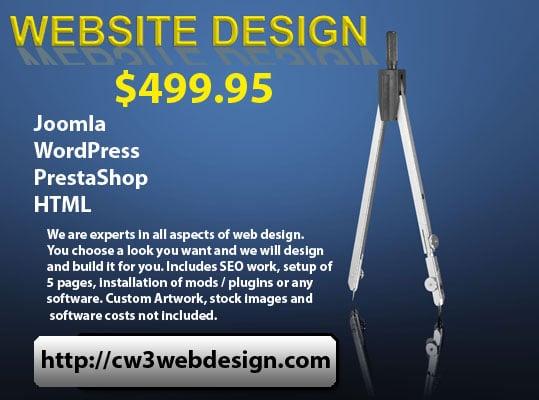 Professional Web Design for all types of websites.
 View our list of clients at http://cw3webdesign.com/our-clients.php