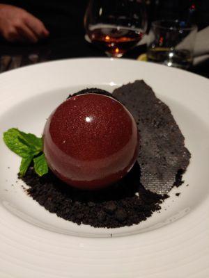 The chocolate ball dessert was heaven. Ganache and a cookie cracker!