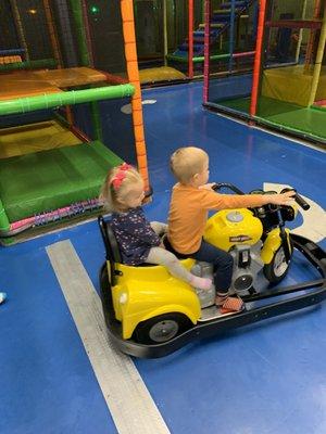 Max driving his sister around!