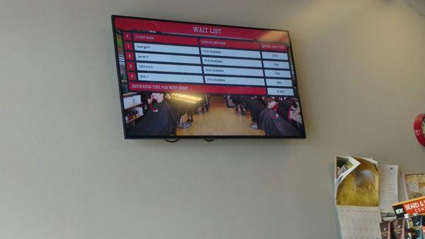 TV display to show how long your wait it.