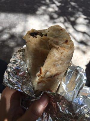 Carne asada burrito. Tortilla came off easily as it was soggy.