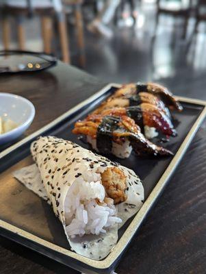 Baked crab handroll, eel