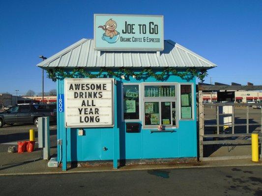 Outside of the coffee hut, view looking north.