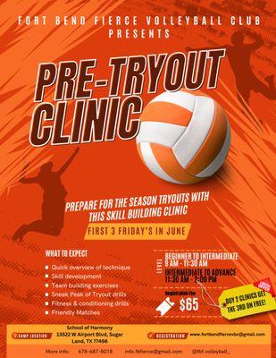 Join us for our pre-tryout clinic every Friday in June until tryouts.