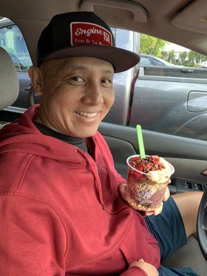 Hubby with his Uppers bowl. I get the T-street. Simple and delicious.